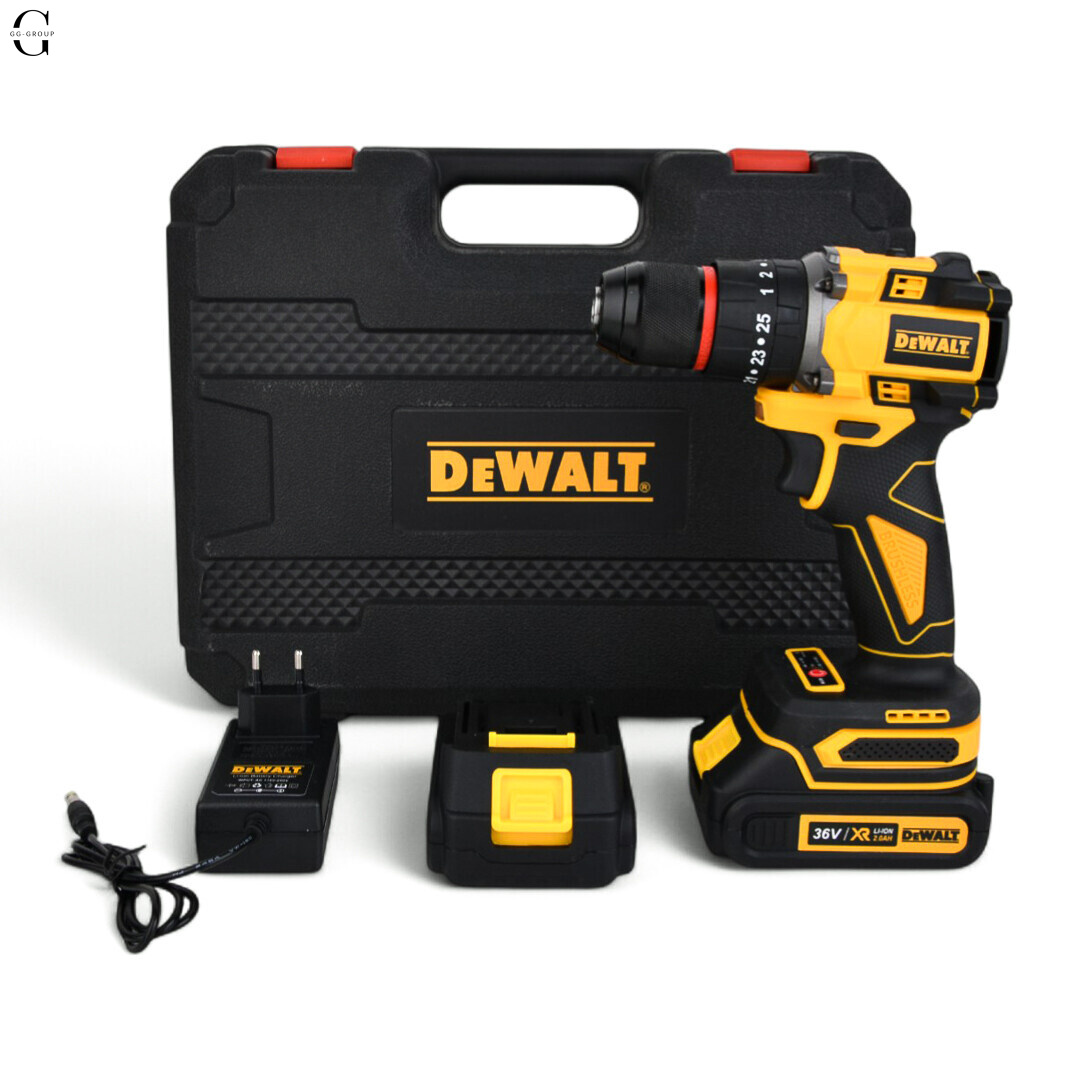 Шуруповерт DeWALT 36V Бесщеточный + 2 АКБ 2Ah + Металлический патрон + Набор инструментов